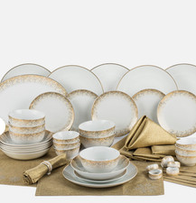 50pc Gold Sparkle Christmas/Celebration Porcelain 6 Person Dinner Set