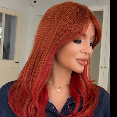 Copper synthetic hair - synthetic, wig