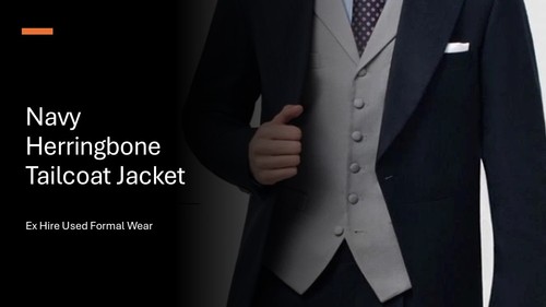 Navy wool herringbone - navy,