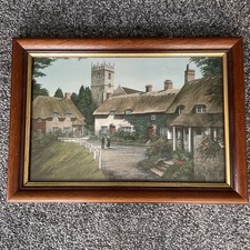 Kevin Platt Vintage Framed Print of Godshill on the Isle Of White - 37 x 25cm