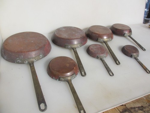 Antique copper frying pan - frying, set