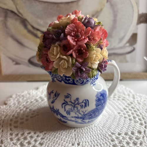 Floral vase with blue - with, willow