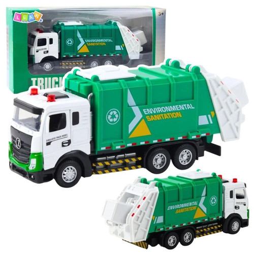 Metal garbage truck with light - metal,