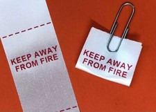 Fire Warning Garment Labels