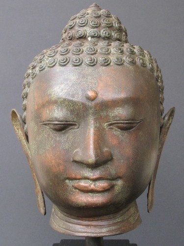 Large buddha head bronze - large, in