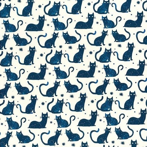 Blue cat print - 100%, cotton