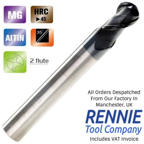 Solid carbide flute ballnose - solid, 2