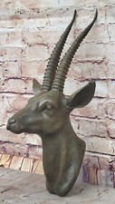 Art Deco Original Gazelle Head Bust Trophy Bronze Sculpture Wall Mount Figure