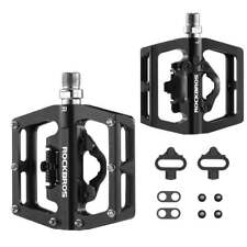 ROCKBROS Bike Cleats Pedals with SPD Sealed Clipless Flat Platform 9/16" Pedals