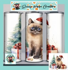 Skinny Tumbler Pretty Burmese Cat Kitten Christmas Holiday Stainless Steel 20oz