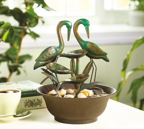 Indoor tabletop crane fountain - tabletop,