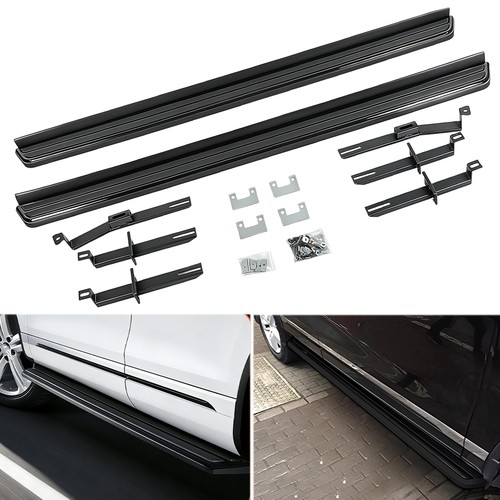 Black aluminium side steps - black,