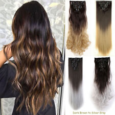 Real Hair Full Head Ponytail Clip In Hair Extensions With 5% Real Human Hair 8pc