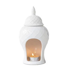 Woodside - White Ceramic Ginger Jar  Wax Melt/Oil Burner WITH FREE WAX MELT PACK