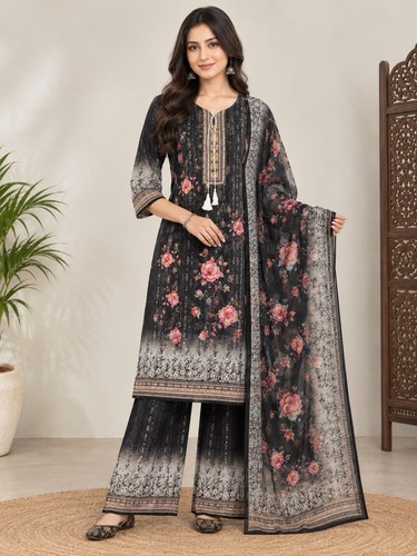 Ladies black floral - ladies, piece