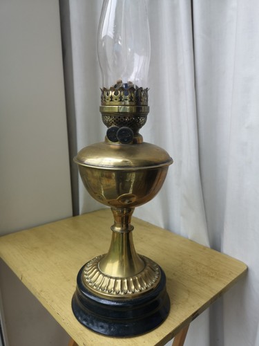 Vintage brass oil lamp with - vintage,