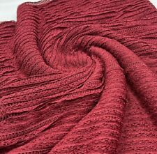 2 Metres Burgundy Ruffle Knitted Lace Dress Stretch Fabric 135cm Wide