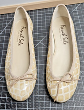 French Sole by JANE WINKWORTH Patent leather beige croc ballet flat 36.5/ US 6.5