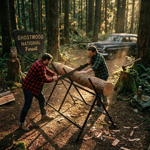 Folding iron log - saw, horse