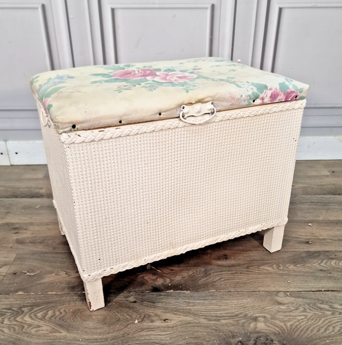 Vintage woven ottoman storage - woven,