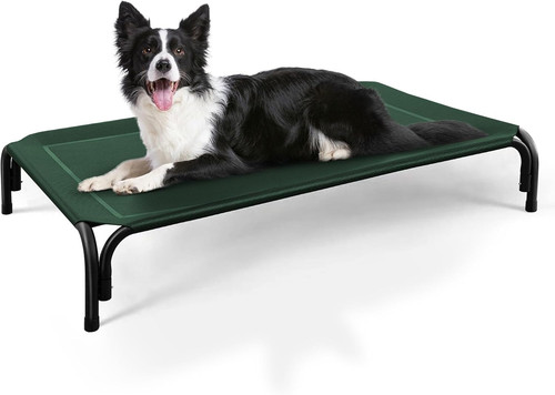 Raised dog bed green size - l,