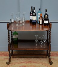 Antique Early 20th Century Oak Tea Or Drinks Trolley