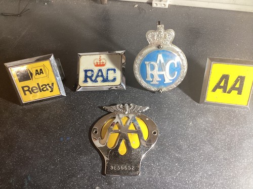 Five vintage car badges - car,