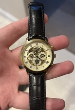 Rotary Mens Timepiece Gold Plated Skeleton Automatic Watch GS02375-01