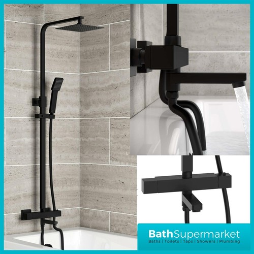Black thermostatic bar shower - black,