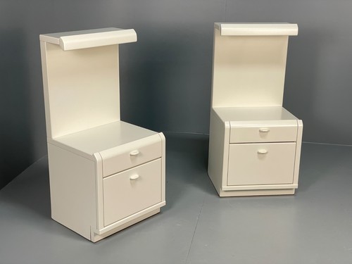 Vintage white bedside cabinets - white,