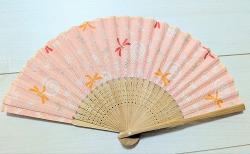 Pink bamboo fan - , with