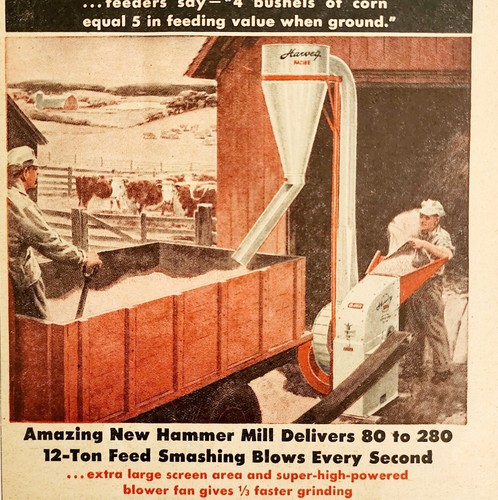 1947 harvey hammer mill corn - hammer,