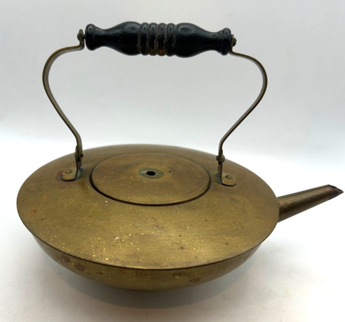 Antique brass bed warmer foot - brass,