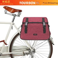 TOURBON Retro Bike Nylon Double Panniers Shoulder Bags Bicycle Rear Rack Trunk