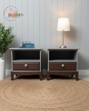 Stag Minstrel Bedside Tables Pair Nightstands Bedroom Furniture, Grey And Wood