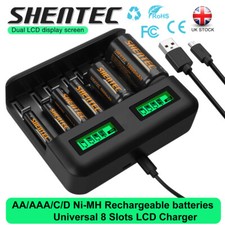 Universal 8-Slot Fast Battery Charger UK / AA AAA C D Ni-MH Rechargeable Battery