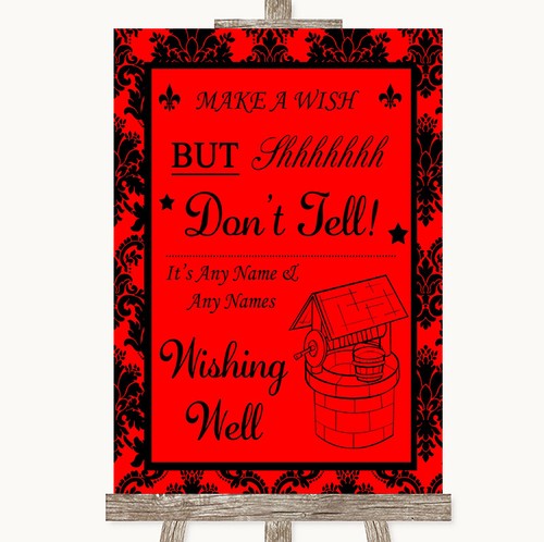 Red damask wishing - red, well