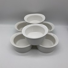 White Ceramic Contemporary Design Round Ramekin Nibbles Snack Bowls - Set Of 6