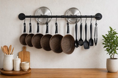 Wall mount pot pan bar - wall,