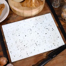 White Quartz Glass Chopping Board Rectangular Modern Food Cutting Worktop Saver