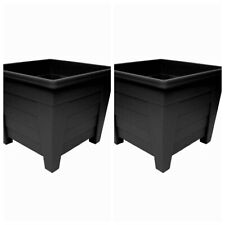 Garden Plant Pot Plastic Planter Square Terracotta / Ebony Pack 2