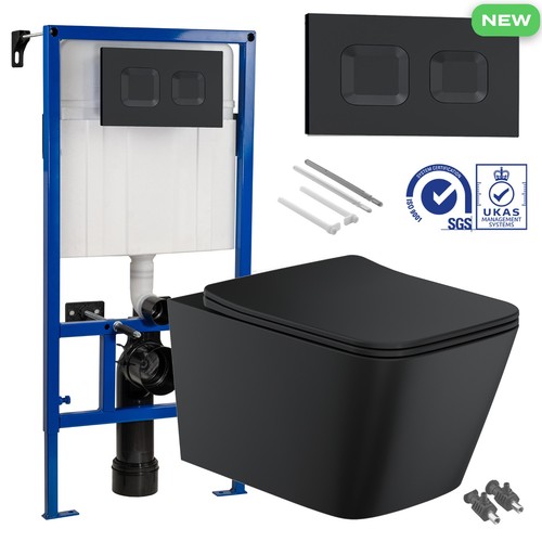 Black wall hung toilet - toilet, square