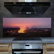 Glass Kitchen Splashback Tile Stove Panel Volcano Eruption Lava Lake 125x50