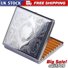 Metal Cigarette Case for Women Men Slim Box Holds 20 Cigarettes 84mm with Spring