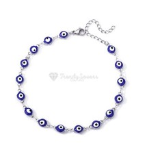 Silver Evil Eye Bracelet with Little Blue Eyes Bring Good Luck for Women Girls