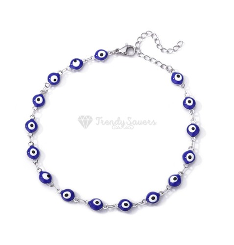 Silver evil eye bracelet - silver, with