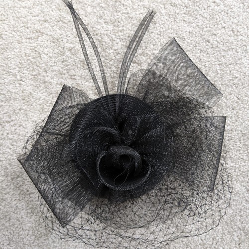 Black rose fascinator - fascinator, birdcage