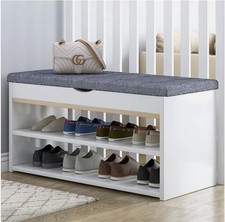 Shoe Bench Hallway Wooden Rack Storage Cabinet Cushion Seat Cupboard Organiser
