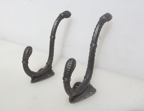 Large vintage iron coat hooks - large,