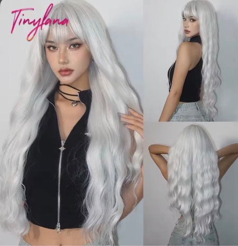 Long curly white platinum - long,
